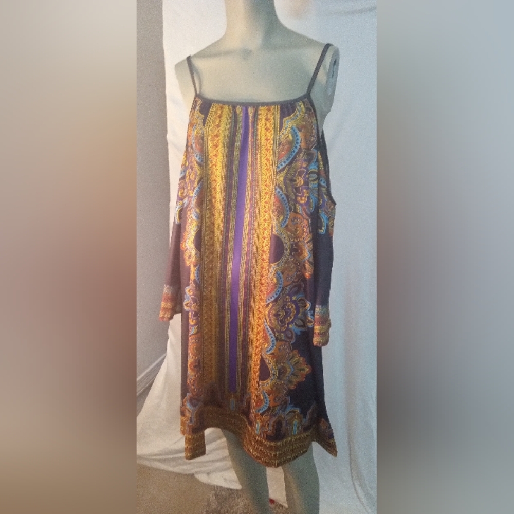Colorful Paisley Off-Shoulder Dress